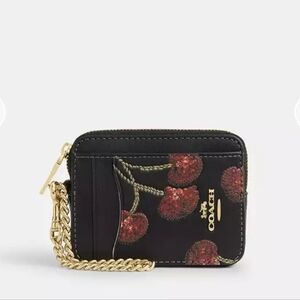 Coach Top Zip Card Case With Cherry Print
